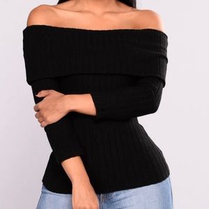 Black off shoulder sweater